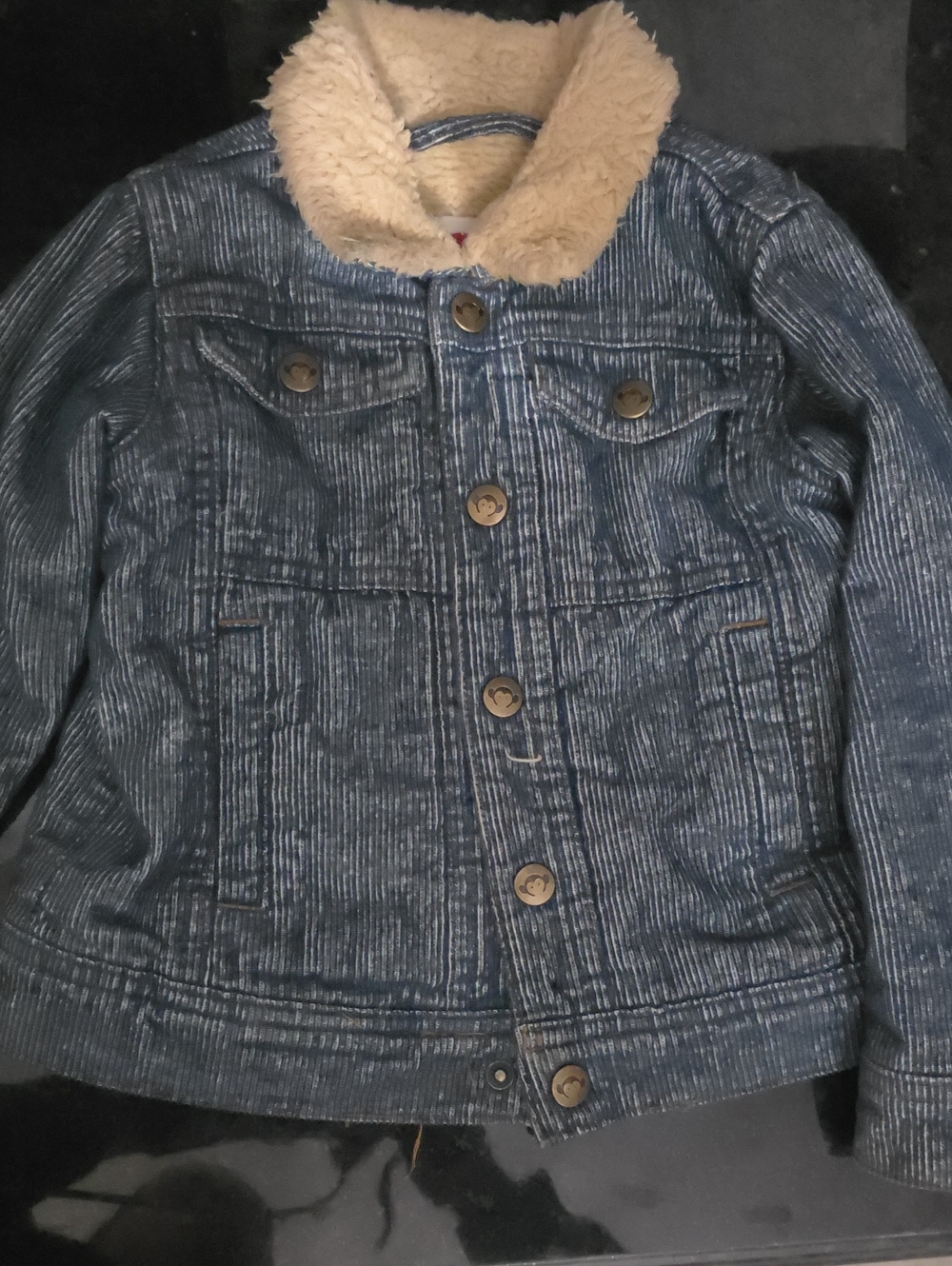 Appaman Blue Corduroy Jacket with Cream Sherpa Collar